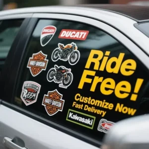 Impressão de autocolantes personalizados para carros Detalhe da aplicação da placa de matrícula temporária