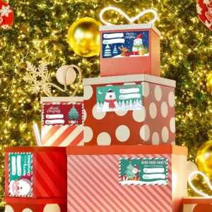 Bulk 500PCS Christmas Waterproof Custom Printed Gift Wrapping Packaging Sticker Label Tag For Christmas Presents Decorations Packaging Finish