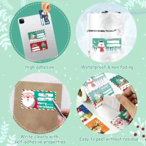Massal 500PCS Natal Tahan Air Kustom Cetak Label Label Stiker Kemasan Pembungkus Kado Kemasan Label Untuk Natal Menghadiahkan Dekorasi Detail Produksi