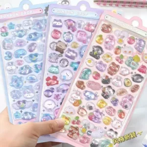 Adesivi trasparenti solidi in rilievo 3D: Bambini Cartoon Animal Decor Vista in primo piano