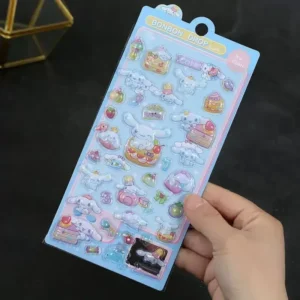 Solid 3D Embossed Transparent Stickers: Kids Cartoon Animal Decor Print Detail front view
