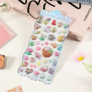 Solid 3D Embossed Transparent Stickers: Kids Cartoon Animal Decor Finish Sample