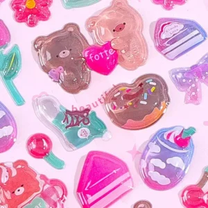 Solid 3D Embossed Transparent Stickers: Kids Cartoon Animal Decor Print Detail material detail